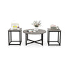 3-piece coffee table set featuring a round coffee table and two square end tables in gray with a stylish design for.