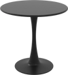Round 31.5-inch black dining table with a smooth surface and anti-slip base, perfect for dining rooms or cafes.