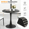 Round 31.5-inch black dining table with all-metal construction and anti-slip PP ring for stability in modern spaces.