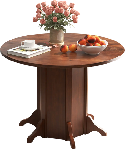 Costway Round Dining Table Pedestal Base Walnut 4-6 People 43726951 New