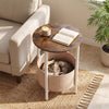 Round End Table 2-Tier Side Table with Removable Fabric Basket and Metal Frame-Cream White - Gallery View 1 of 10