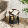 Round End Table 2-Tier Side Table with Removable Fabric Basket and Metal Frame-Rustic Brown - Gallery View 1 of 10