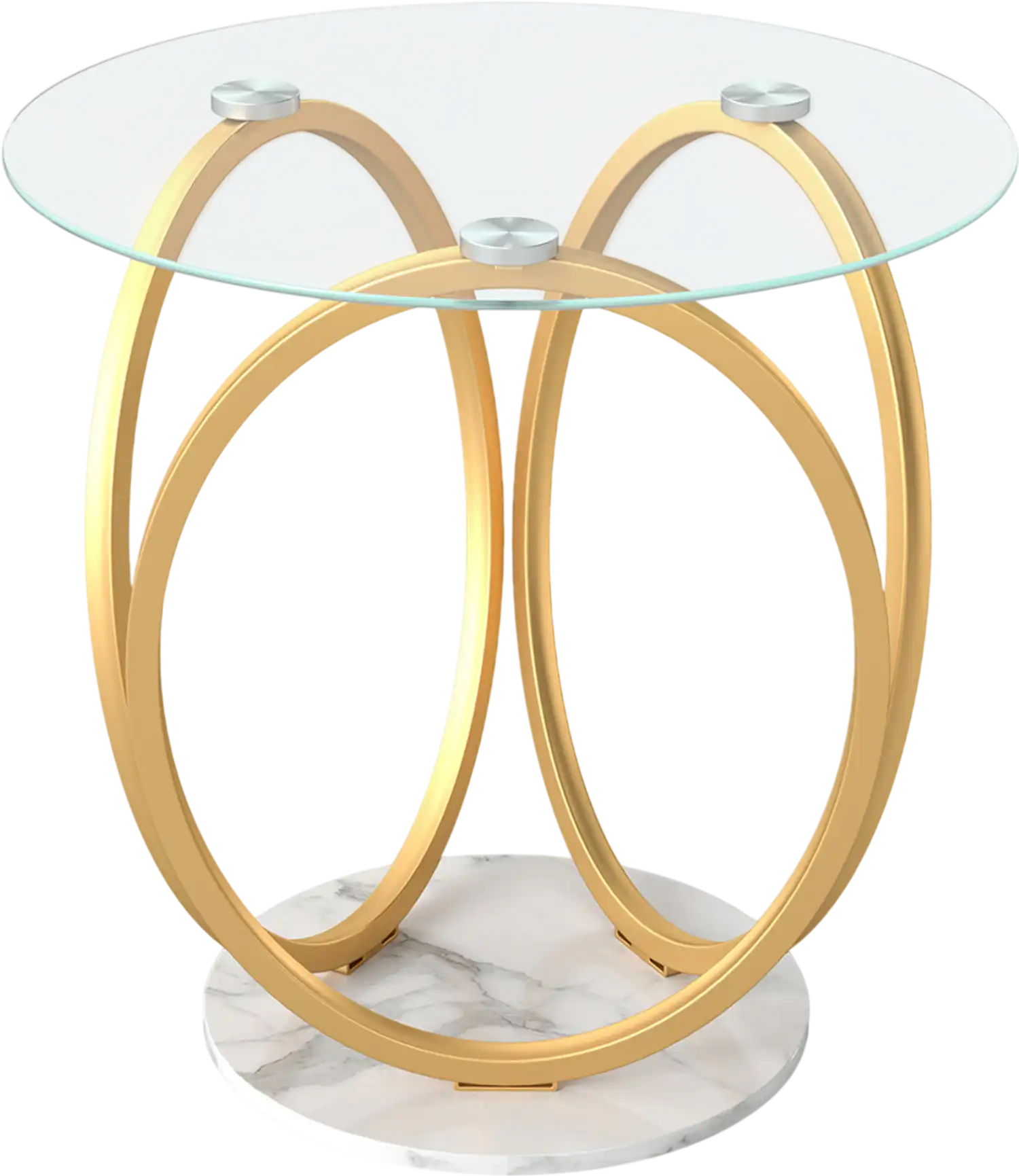 Costway Round End Side Table Faux Marble Tempered Glass 68127104 New