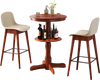 Round high top bar table in espresso with storage shelf, sturdy rubber wood, ideal for kitchen or dining room use.
