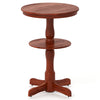 2-tier round high top bar table in espresso with pedestal base and storage shelf, ideal for kitchens and dining areas.