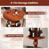2-Tier round high top bar table in espresso with spacious tabletop and under-table shelf for organizing bottles and.