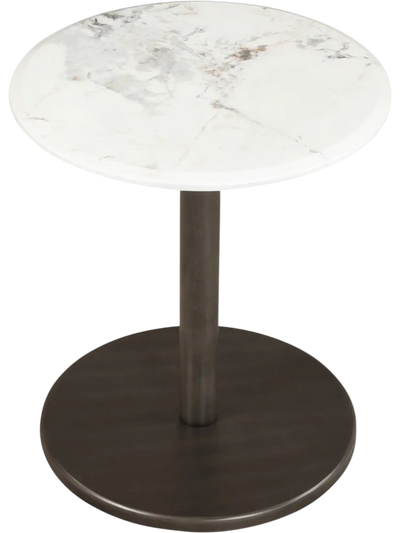 Costway Round Marble Side Table Pedestal End Table Stone Finish Wooden 26557121 New