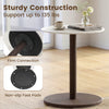 Round marble side table with a stone finish, featuring a sturdy pedestal base and non-slip foot pads for stability.