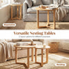 Round nesting coffee tables set of 2 in natural wood, featuring spacious tops and versatile layout options for living.