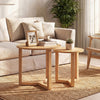 Round Nesting Coffee Table Set of 2 Wood Nesting End Tables with Thickened Top-Natural - Gallery View 1 of 10