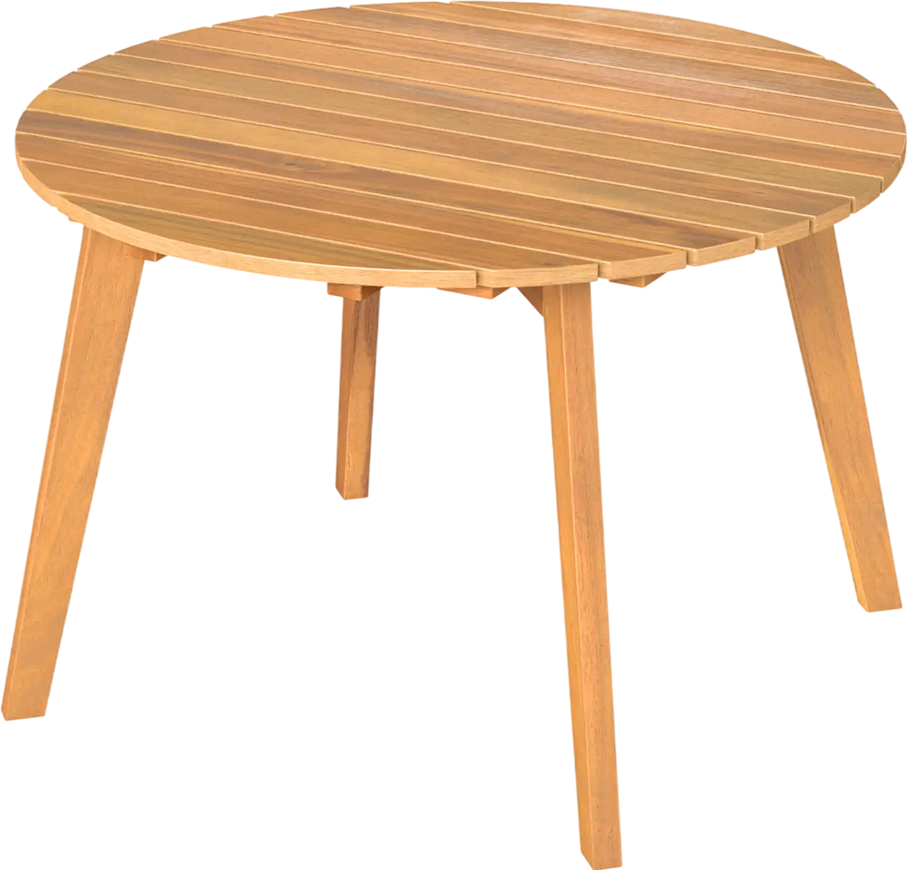 Round Outdoor Acacia Wood Side Table with Slatted Tabletop