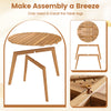 Round outdoor acacia wood side table with slatted tabletop, featuring a sturdy X-shaped structure for patio or garden.