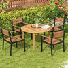 Round outdoor dining table with reinforced triangular structure, made of durable acacia wood, perfect for stylish.
