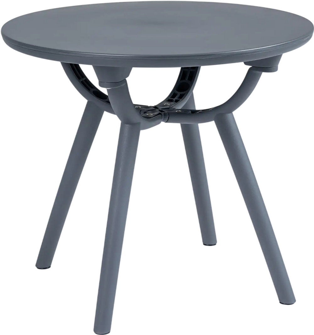 Round patio storage side table in gray, made from PP and ABS, ideal for poolside or balcony use, featuring a 20".