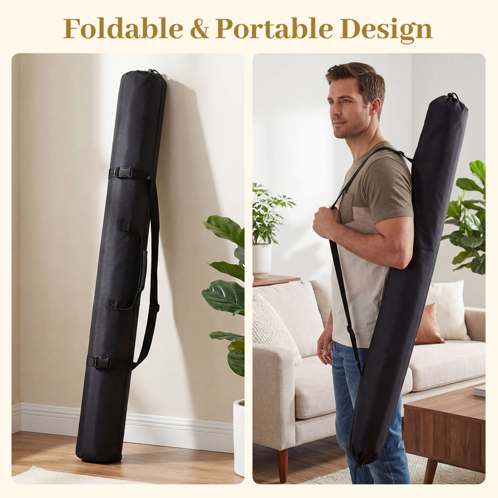 Portable round poker mat with a foldable design, featuring a rubber base for anti-slip gameplay and easy storage.