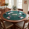 Round poker mat for Texas Hold'em, 47" green surface with rubber base, perfect for 6-8 players, includes carrying bag.