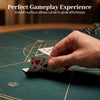 Round poker mat with a smooth surface for Texas Hold'em, designed for 8 players, includes a carrying bag.