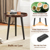 Round side coffee table with wooden tray and bamboo legs, ideal for living room or office use, featuring a stable.