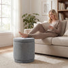 Round Storage Ottoman Foot Rest with Removable Lid and Acacia Wood Frame-Gray - Gallery View 1 of 11