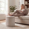 Round Storage Ottoman Foot Rest with Removable Lid and Acacia Wood Frame-Beige - Gallery View 1 of 11