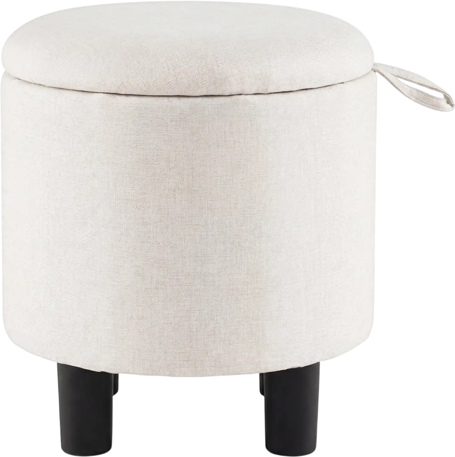 Costway Round Storage Ottoman Linen Upholstered Footrest Stool 11012269 New