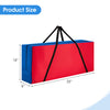 Red and blue carrying bag for Giant 4-in-A-Row game set, 33"x9"x14", with ergonomic handles for easy transport.