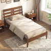 Twin size wood platform bed frame with slat headboard, natural rubber wood, and ample under-bed storage space.