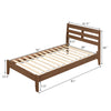 Twin size wood platform bed frame with slat headboard, natural rubber wood, sturdy slats, and ample under-bed storage.