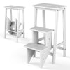 3-tier folding ladder bench in white, made of premium rubber wood, ideal for storage or as a decorative piece.