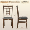 Rubber wood dining chair dimensions with lattice backrest, brown finish, 330 lbs capacity, ideal for kitchen or dining.