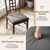 Brown rubber wood dining chair with lattice back, featuring soft padded sponge for comfort and breathable linen fabric.