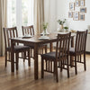 Brown rubber wood dining chairs set of 2 with slat backrest, featuring soft padded sponge for comfort and farmhouse.