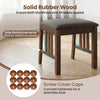 Brown rubber wood dining chair with slat backrest, featuring side reinforcements for stability, ideal for dining rooms.