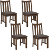 Set of 4 brown rubber wood dining chairs with slat backrest and soft padded seats, ideal for kitchen or dining room.