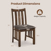 Rubber wood dining chair with slat backrest, featuring dimensions and 330 lbs weight capacity for kitchen or dining.