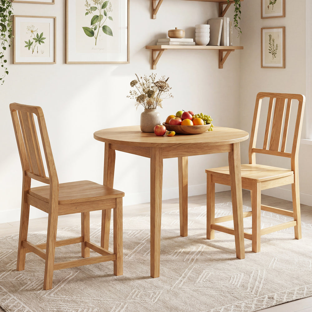 Natural rubber wood dining chairs with ergonomic hollowed backrests, perfect for comfortable dining experiences.