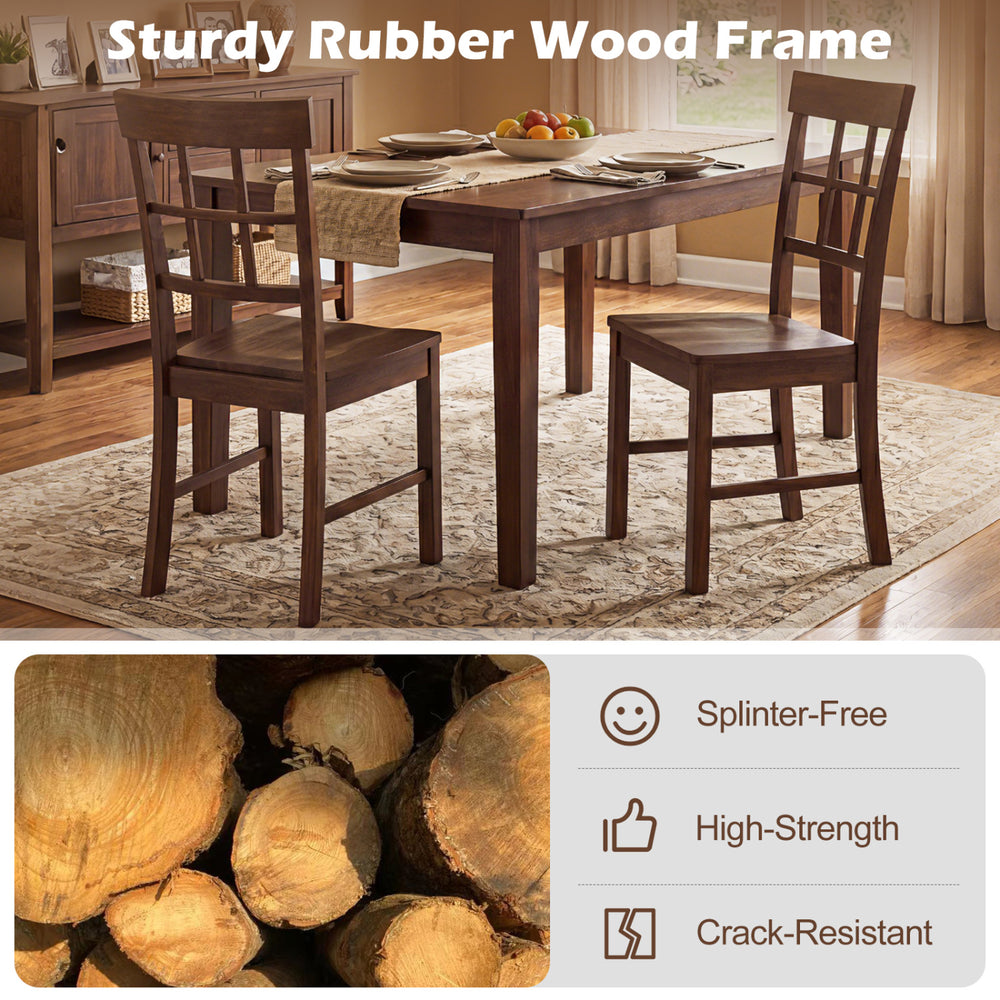 Brown rubber wood dining chairs set of 2 with high backrests, featuring a sturdy and splinter-free design.