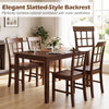 Brown rubber wood dining chairs set of 2 with high backrests, showcasing elegant slatted-style design for rustic.