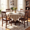 Rubber wood dining chairs set of 4 with high backrests, arranged around a round table in a cozy dining room.