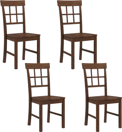 Costway Rubber Wood Dining Chairs Set of 4 High Backrests 46625141 New