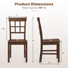 Rubber wood dining chair dimensions with high backrest, brown finish, weight capacity 397 lbs, side view.