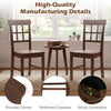 Rubber wood dining chairs set of 4 with high backrests, showcasing rounded corners and strong connections in brown.