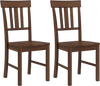 Set of 2 brown rubber wood dining chairs featuring high slat backrests for stylish seating in any dining area.