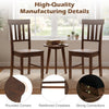 Set of 2 brown rubber wood dining chairs with high slat backrests, featuring rounded corners and reinforced crossbars.
