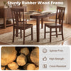 Rubber wood dining chair set of 4 with high slat backrests in brown, perfect for stylish dining spaces.