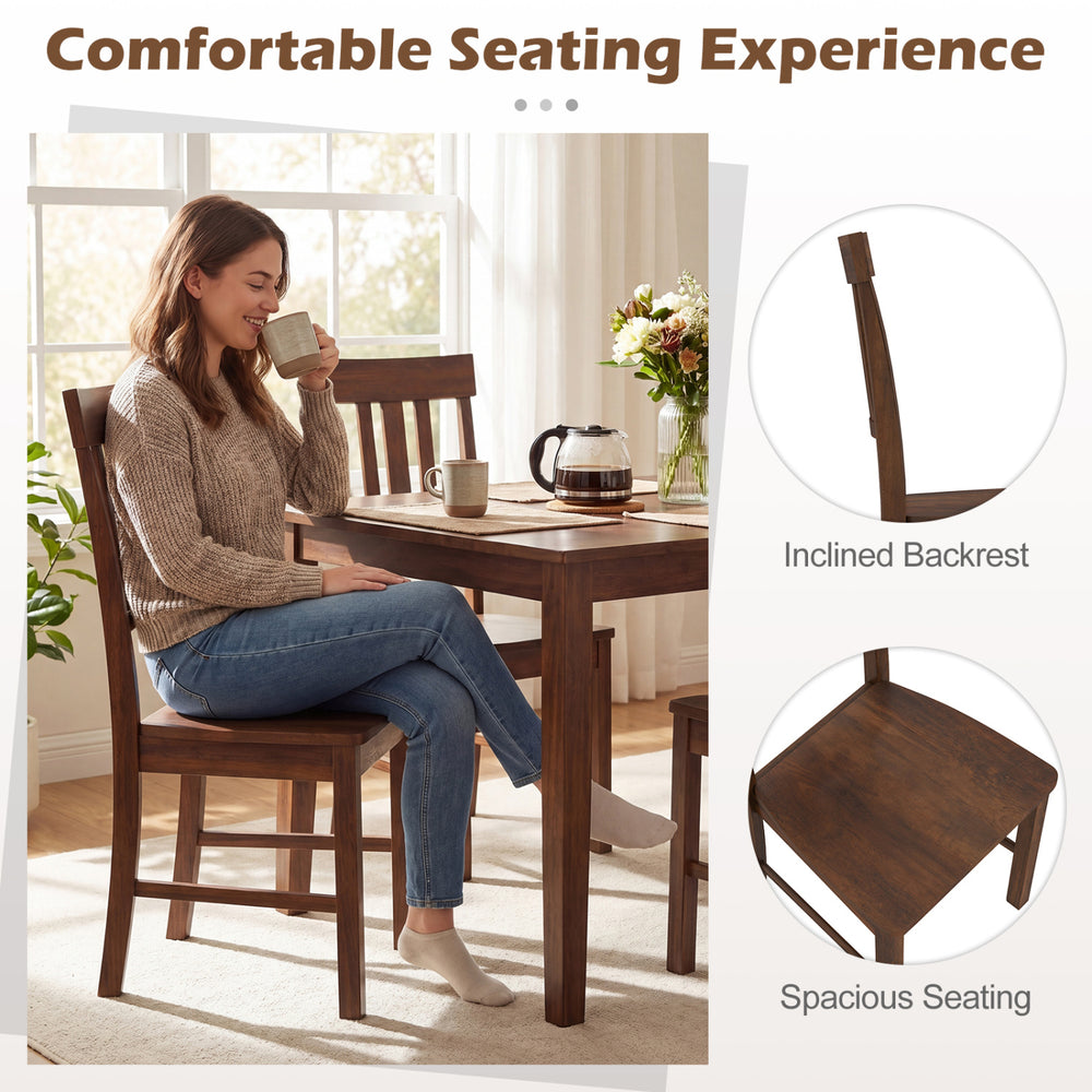 Rubber wood dining chair with inclined backrest and spacious seating, ideal for dining rooms or study areas.