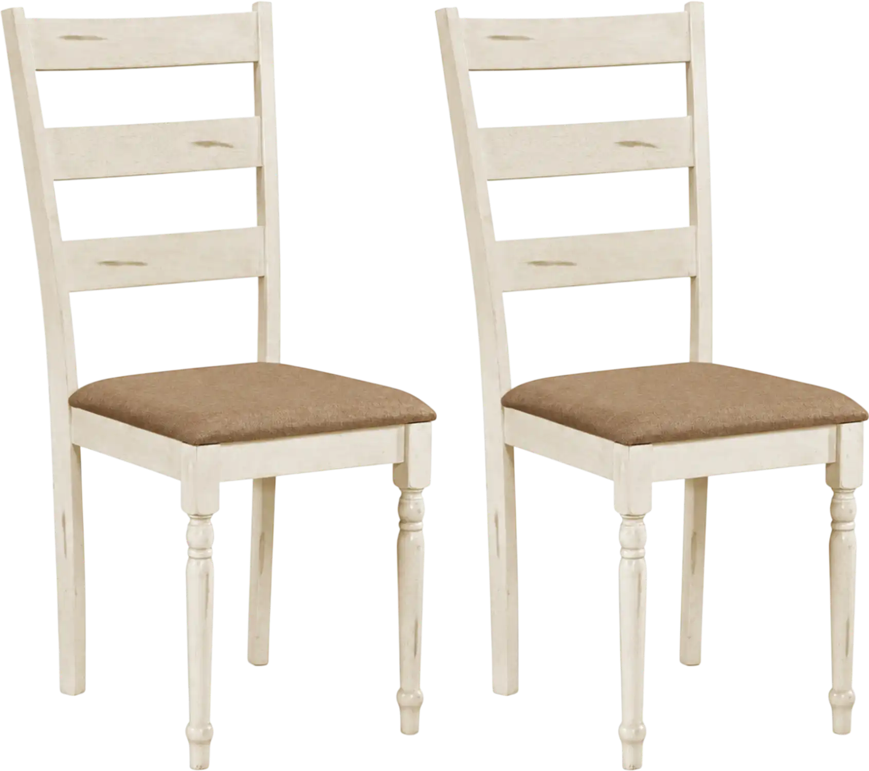 Costway Rubber Wood Dining Chairs Set of 2 Padded Linen Seat Slatted Back 82129780 New