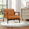 Rubber Wood Frame Accent Chair with Armrest for Living Room-Walnut - Gallery View 1 of 9