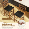 Rubber wood ladder back bar stools set of 2 with upholstered cushioned seats for kitchen island comfort.