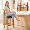 Ladder back bar stool with built-in footrest, walnut rubber wood, 24-inch height, ideal for kitchen islands and home.